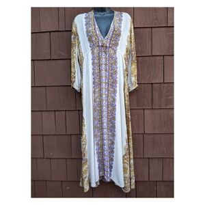 Flawed Free People azalea long sleeve boho v neck peasant maxi dres small petite